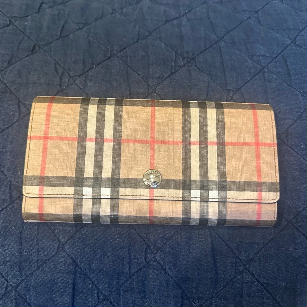 Burberry Beige and Black Plaid Wallet